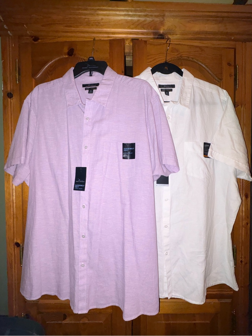 Men's Marc Anthony Linen Blend Short-Sleeve Bundle White Purple XXL